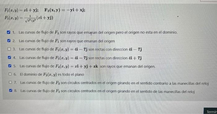 \[ \begin{array}{l} F_{1}(x, y)=x \mathbf{i}+\mathbf{y j} ; \quad F_{2}(\mathbf{x}, \mathbf{y})=-\mathbf{y i}+\mathbf{x} \mat