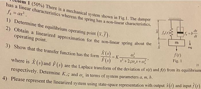 Solved em 1 (50%) There is a mechanical system shown in Fig. | Chegg.com