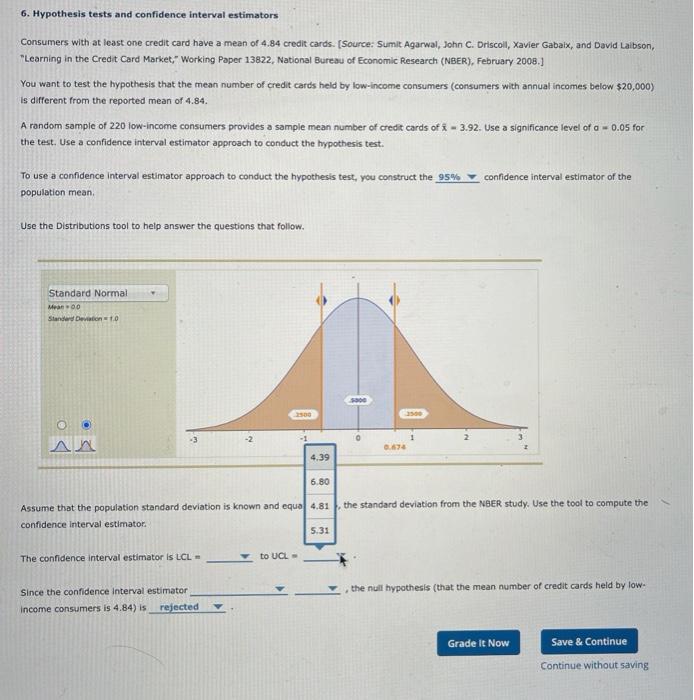 Solved 6. Hypothesis tests and confidence interval | Chegg.com