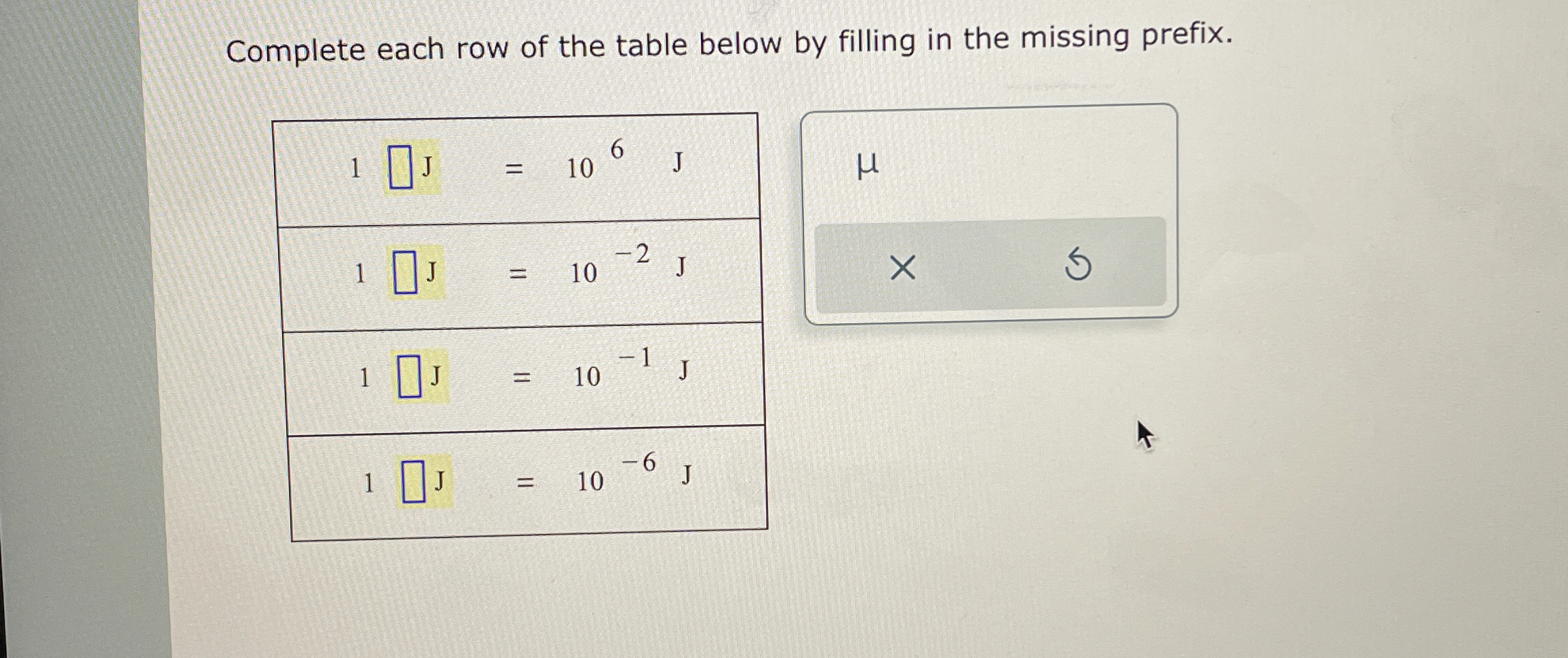 Solved Complete each row of the table below by filling in | Chegg.com