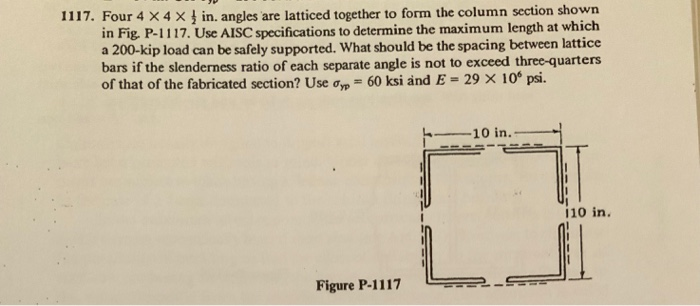 Solved 1117. Four 4 X 4 X In, Angles Are Latticed Together | Chegg.com