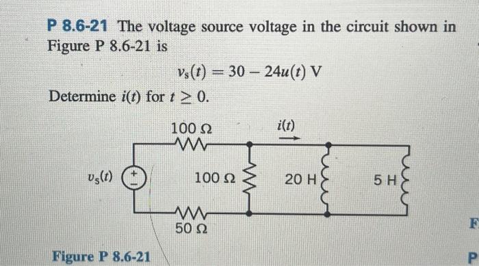 Solved P 8.6-21 The voltage source voltage in the circuit | Chegg.com