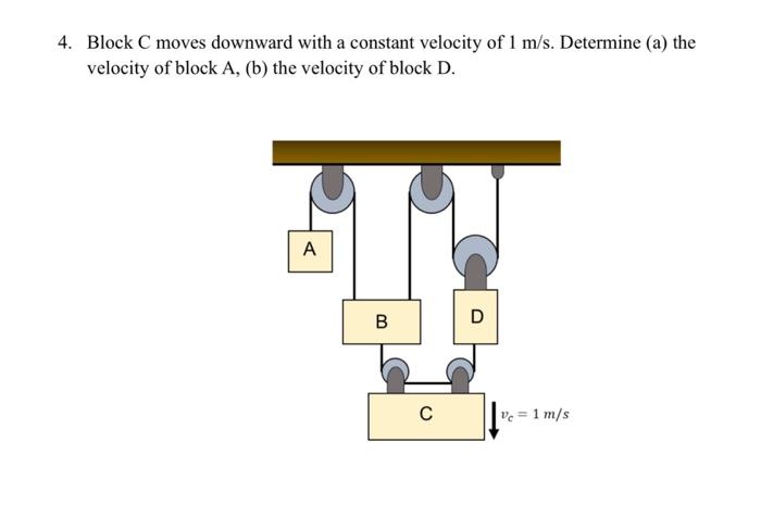 Solved 4. Block C moves downward with a constant velocity of | Chegg.com
