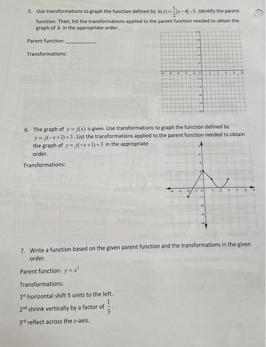 Solved 5. Use transformations to graph the function defined | Chegg.com