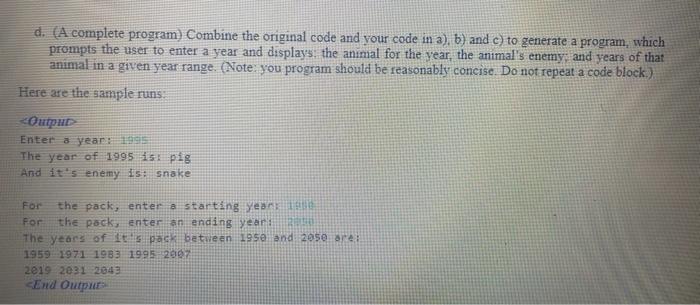 d. (A complete program) Combine the original code and | Chegg.com