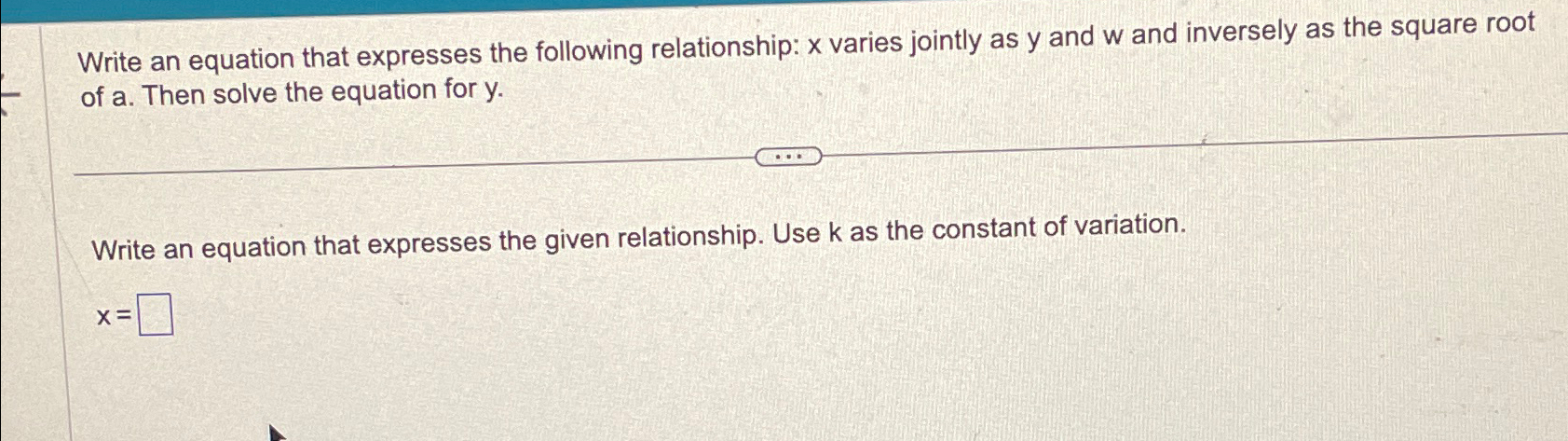 Solved Write an equation that expresses the following | Chegg.com