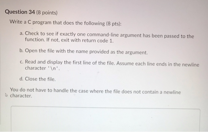 Solved Question 34 (8 points) Write a C program that does | Chegg.com