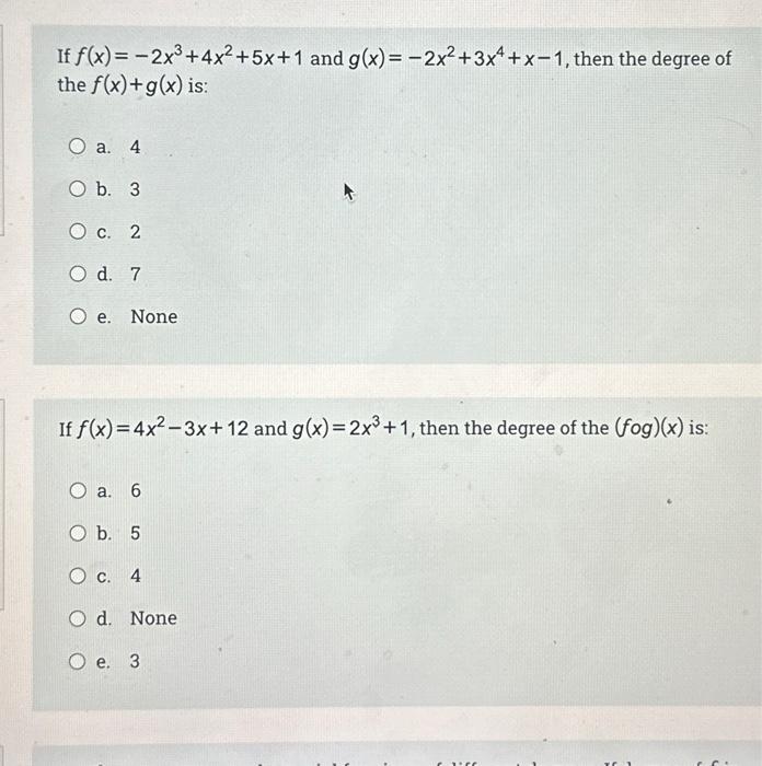 Solved If F X −2x3 4x2 5x 1 And G X −2x2 3x4 X−1 Then The