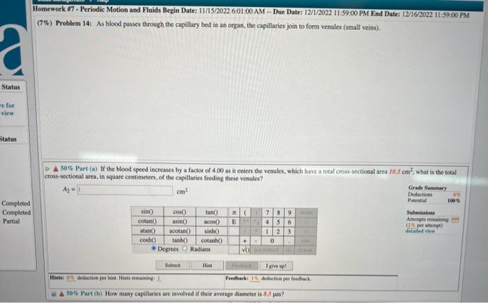 Solved a 50 P Part (a) If the blood speed increases by a | Chegg.com
