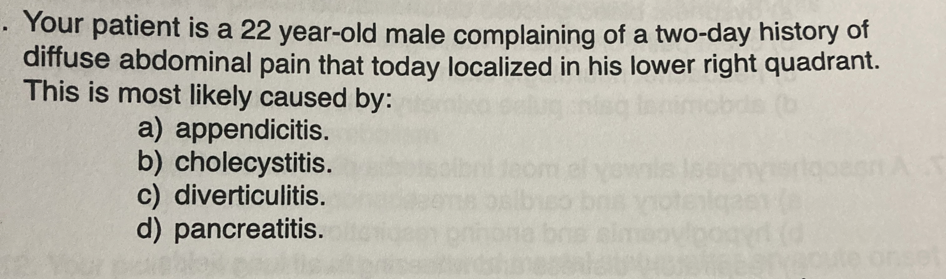 Solved Your Patient Is A 22 ﻿year-old Male Complaining Of A | Chegg.com