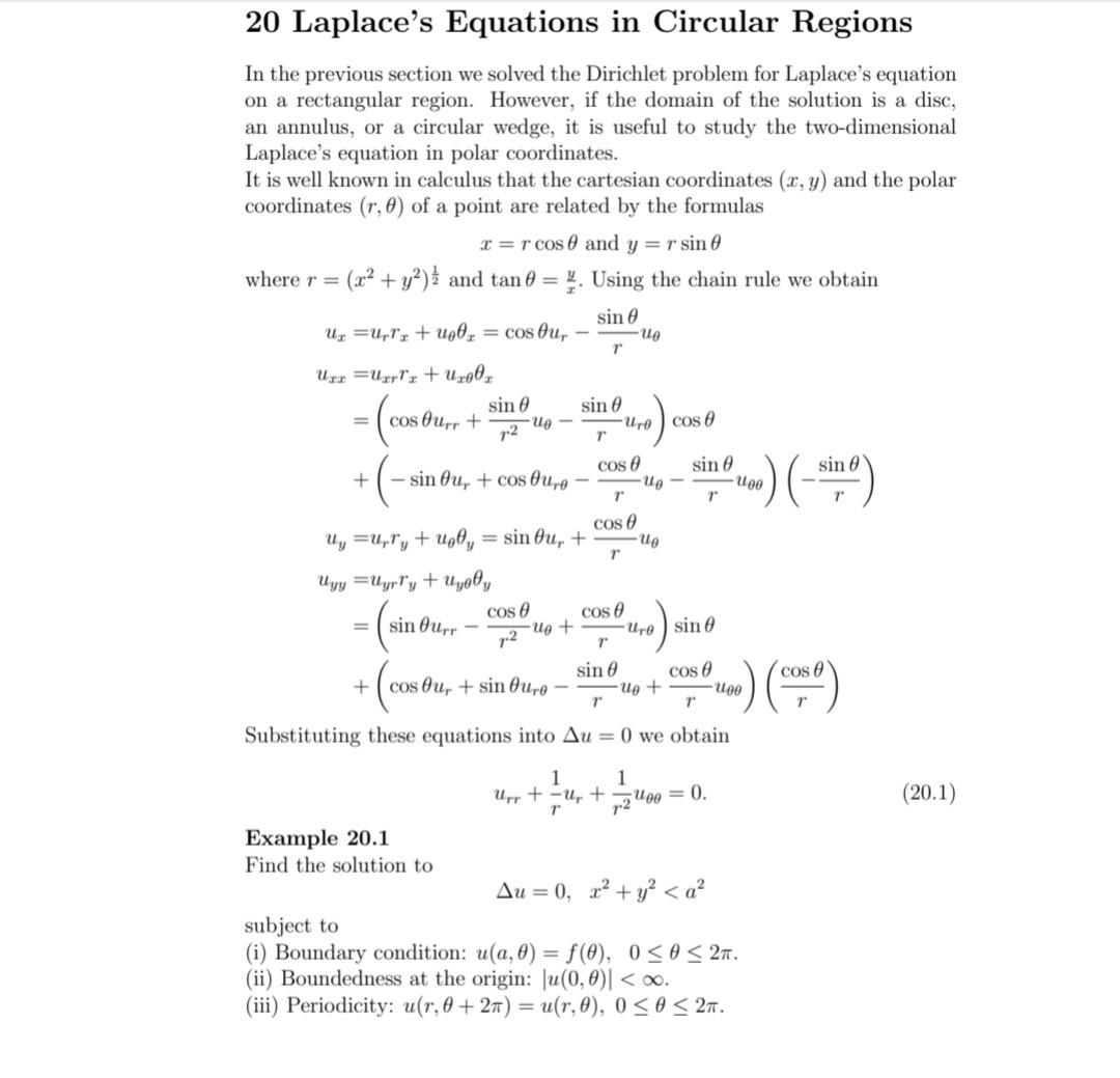 Solved Problem 20.1 Solve the Laplace's equation as in | Chegg.com