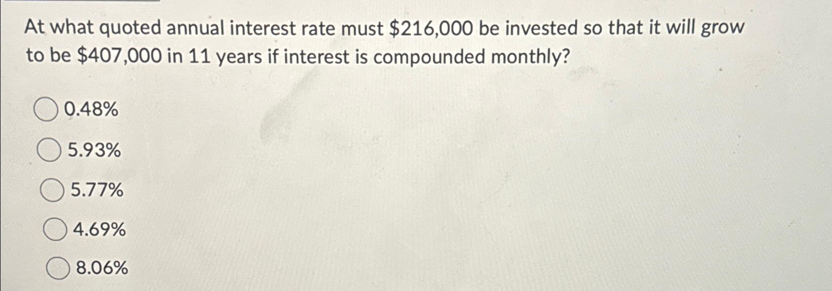 Solved At What Quoted Annual Interest Rate Must 216 000 ﻿be