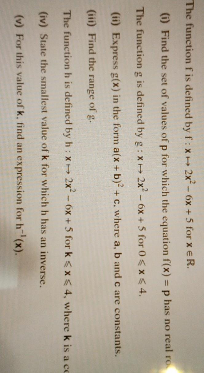 Solved The Function F Is Defined By F X 2x2 6x 5 For