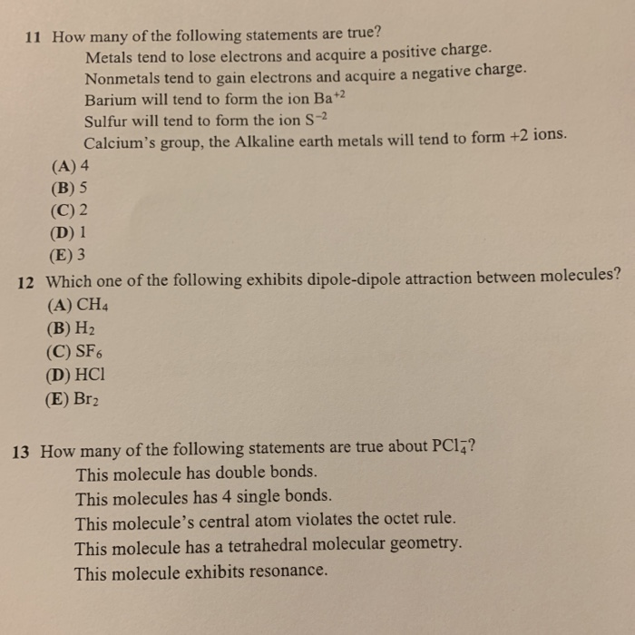 Solved 11 How many of the following statements are true? | Chegg.com