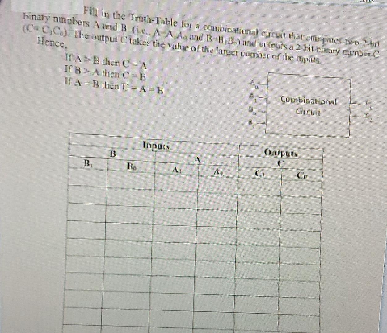 Solved Fill In The Truth-Table For A Combinational Circuit | Chegg.com