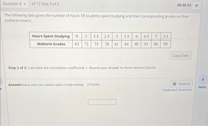 Solved The following data gives the number of hours 10 | Chegg.com