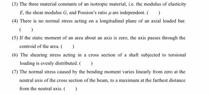 Solved (3) The three material constants of an isotropic | Chegg.com