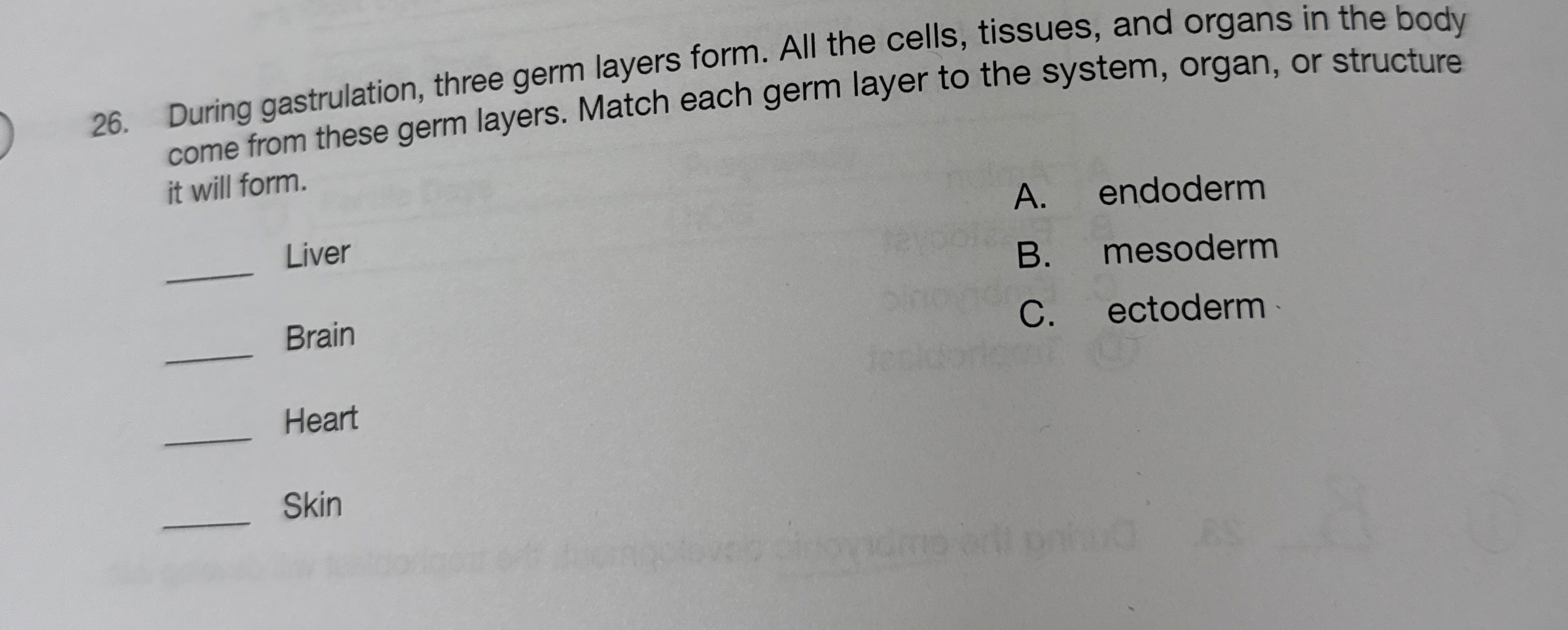Solved During gastrulation, three germ layers form. All the | Chegg.com