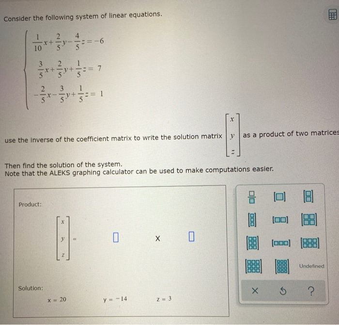 solve the following system of linear equations by graphing calculator