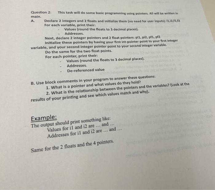 Solved Question 2: This task will do some basic programming | Chegg.com