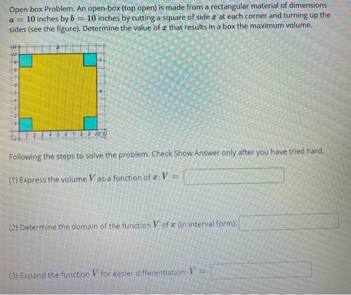 Solved Openbox Problem. An openbox (top open) is made from