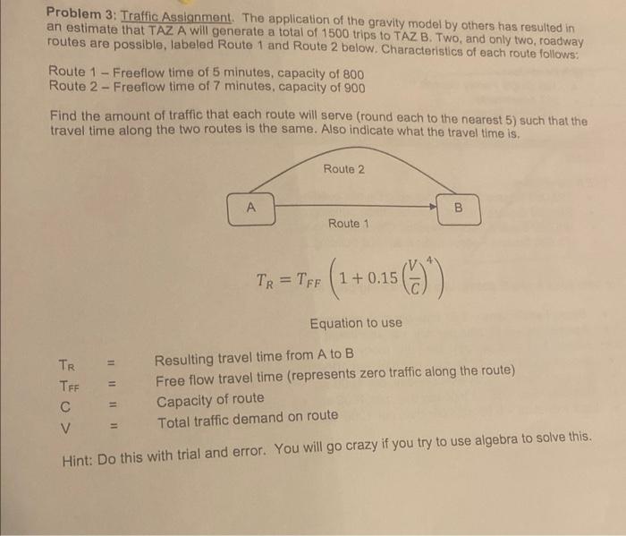 traffic assignment application