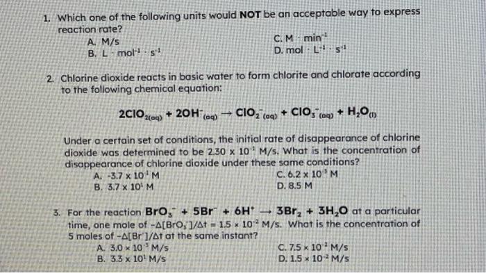 Solved 1. Which One Of The Following Units Would NOT Be An | Chegg.com