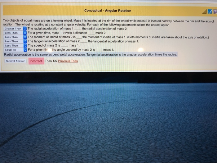 Solved Conceptual Angular Rotation Two objects of equal mass | Chegg.com