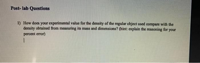 Solved need help answering post lab question the results are | Chegg.com