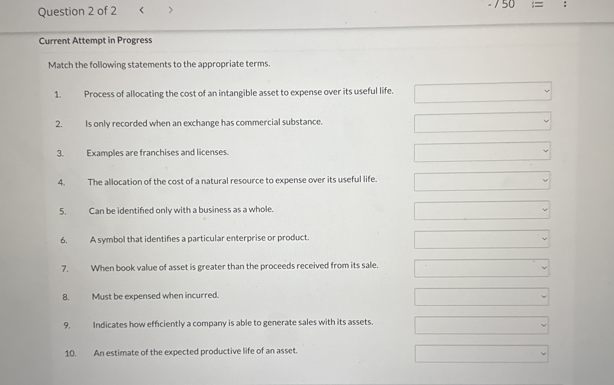 Solved Question Of Current Attempt In Progressmatch The Chegg Com