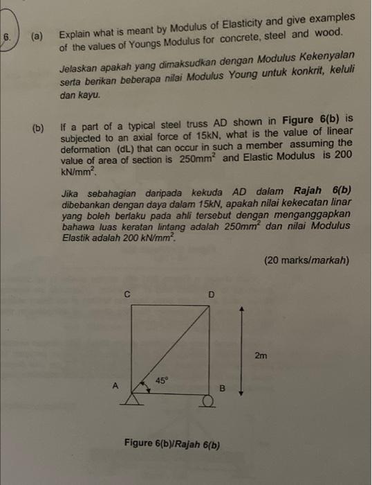 Solved 6. (a) Explain what is meant by Modulus of Elasticity