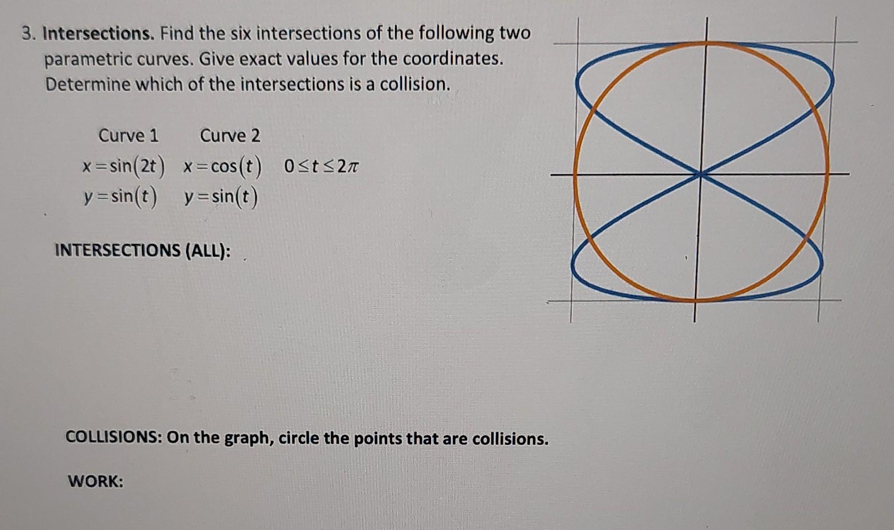 Solved 3. Intersections. Find The Six Intersections Of The | Chegg.com