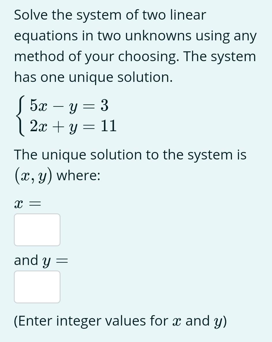 Solved Solve The System Of Two Linear Equations In Two | Chegg.com