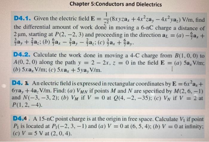 Solved Chapter 5 Conductors And Dielectrics 1 04 1 Given Chegg Com