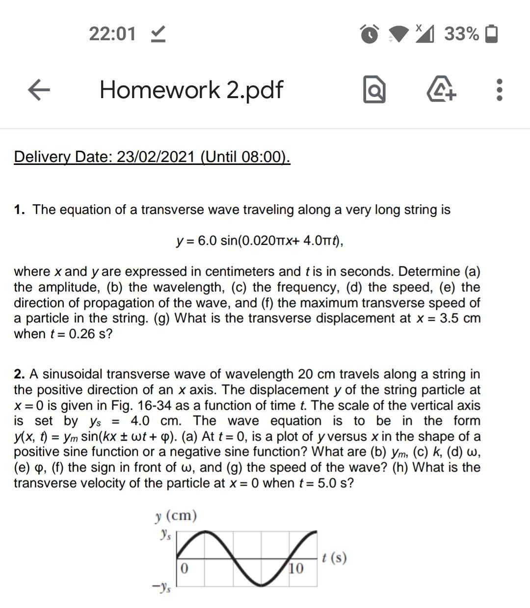 Solved 4. Two sinusoidal waves with the same amplitude of | Chegg.com