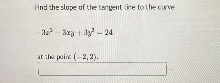 Solved Find the slope of the tangent line to the curve | Chegg.com