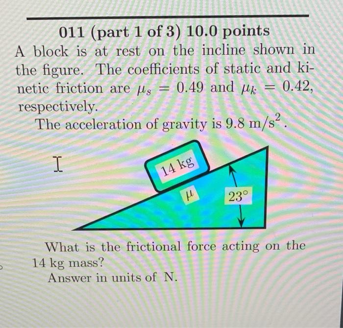 Solved A Block Is At Rest On The Incline Shown In The | Chegg.com