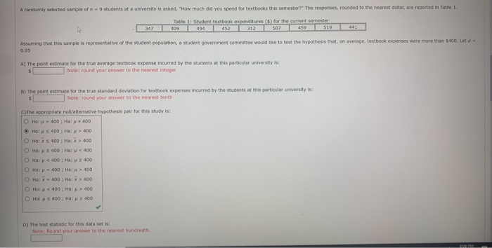 Solved A randomly selected sample of students at a | Chegg.com