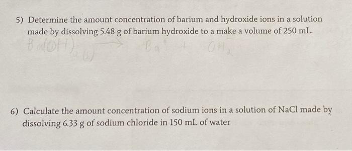 Solved 5) Determine the amount concentration of barium and | Chegg.com