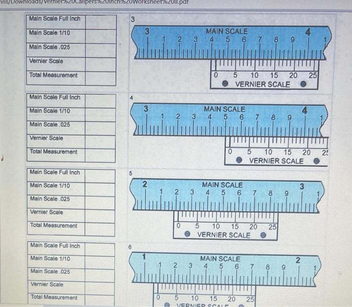 how to read vernier calipers inches