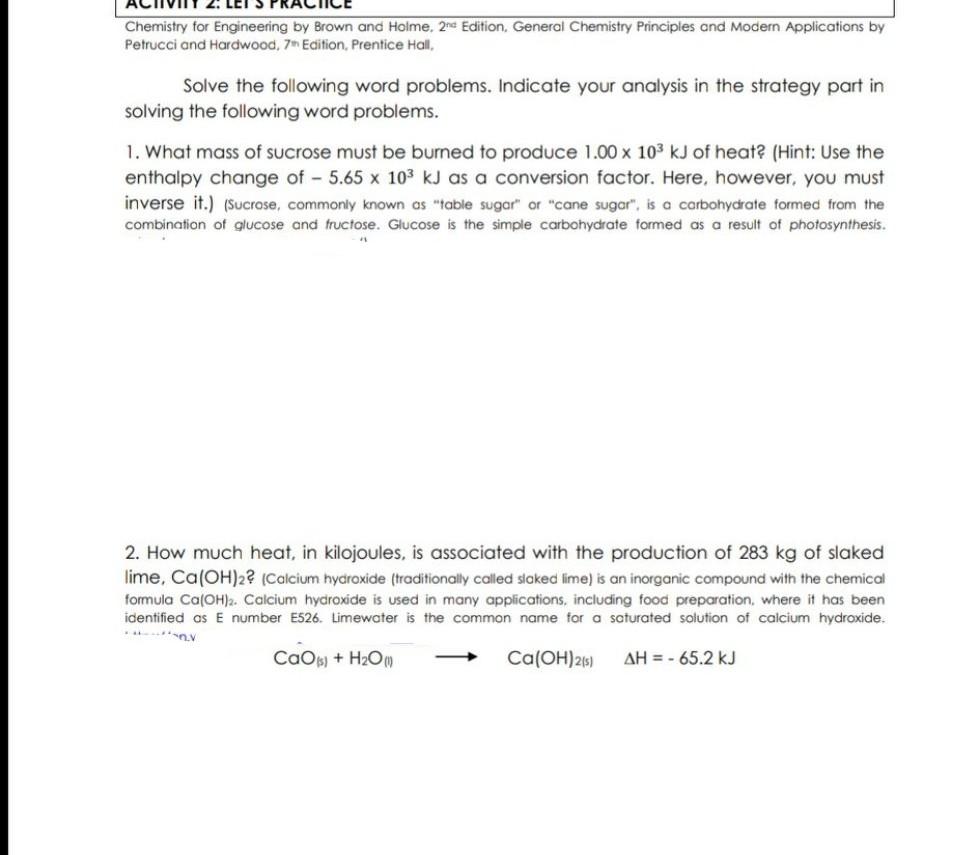 Solved Chemistry for Engineering by Brown and Holme, 2nd | Chegg.com