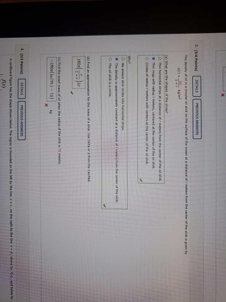 Solved 3. [3/4 Points] DETAILS PREVIOUS ANSWERS The density