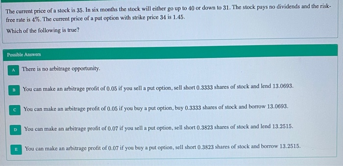 Solved For A Stock, You Are Given: I) The Current Stock | Chegg.com