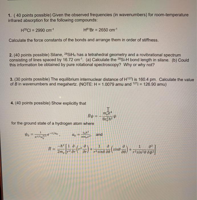 Solved 1. (40 points possible) Given the observed | Chegg.com