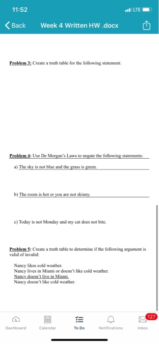 Solved 11:51 I UE Back Week 4 Written HW.docx WRITTEN | Chegg.com