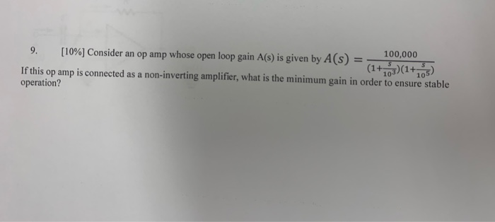 Solved 9. 110%] Consider an op amp whose open loop gain A(S) | Chegg.com