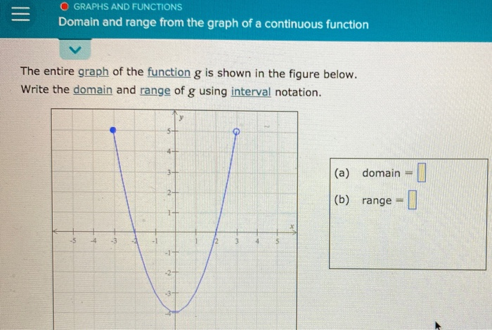 O GRAPHS AND FUNCTIONS Domain and range from the graph of a continuous func...