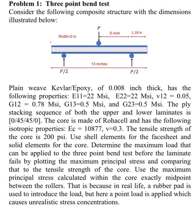 Problem 1: Three point bend test Consider the | Chegg.com