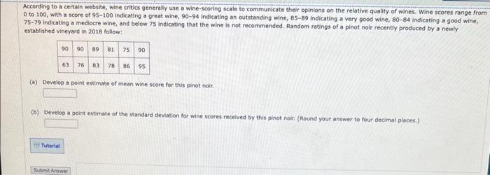 According to a certain website, wine critics generally use a wine-scoeing scale to communicate their opinions on the relative