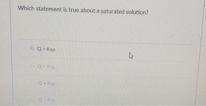 Solved Which Statement Is True About A Saturated Solution? | Chegg.com